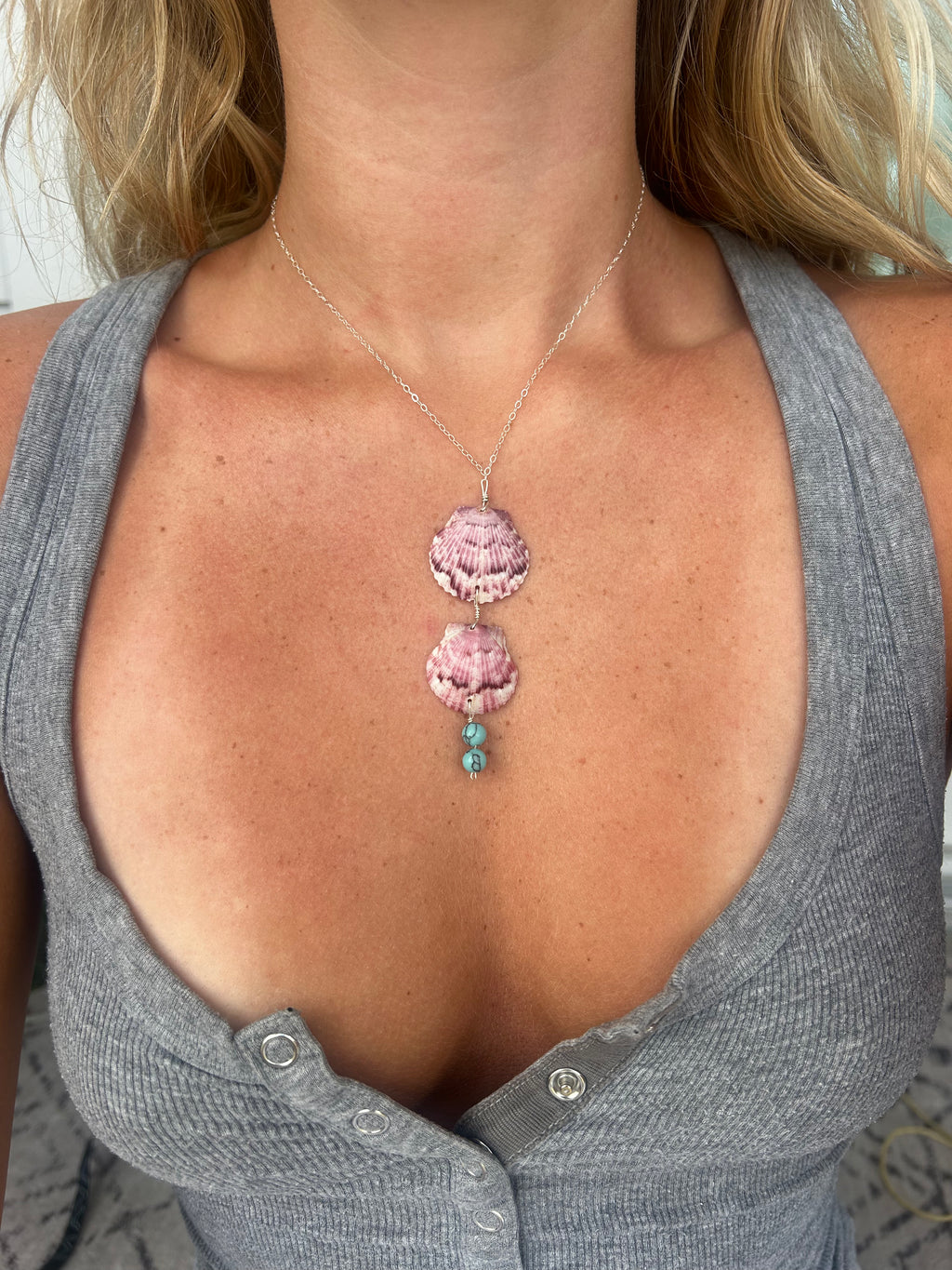 Purple & Turquoise Drop Necklace