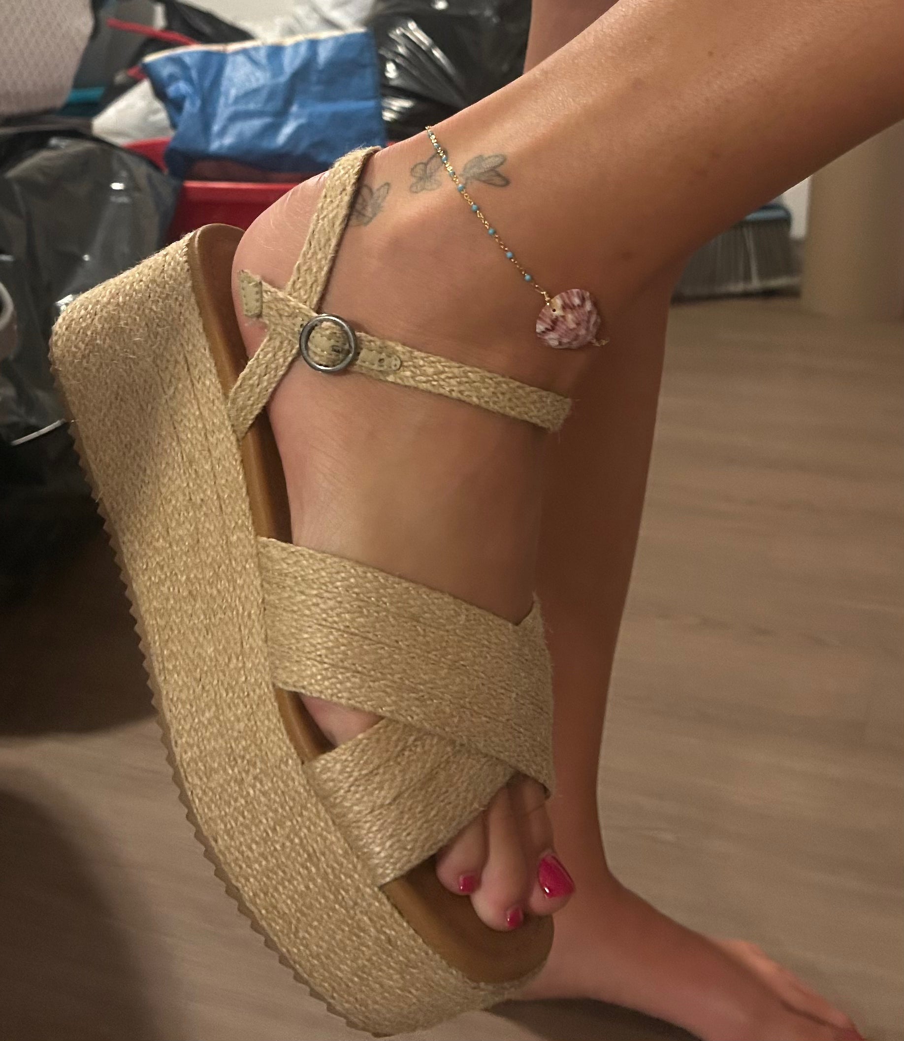 Calico Shell & Turquoise Anklet