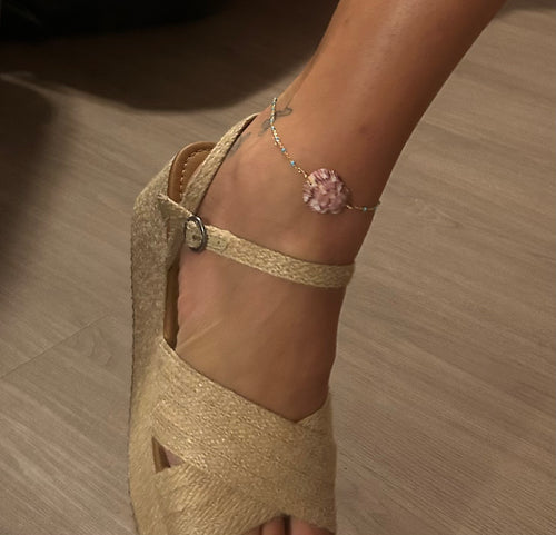 Calico Shell & Turquoise Anklet