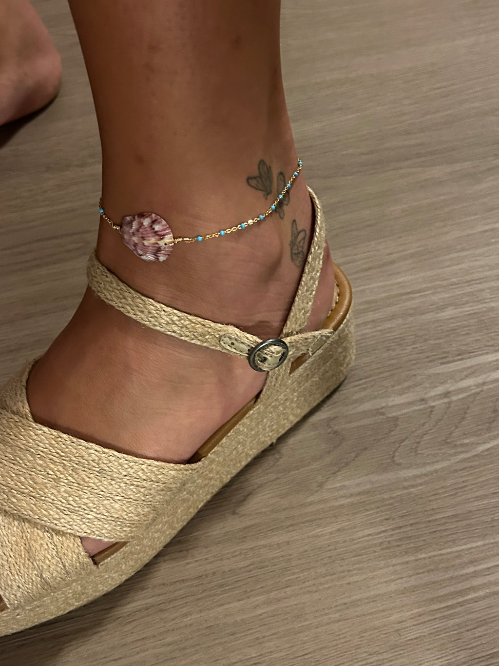 Calico Shell & Turquoise Anklet