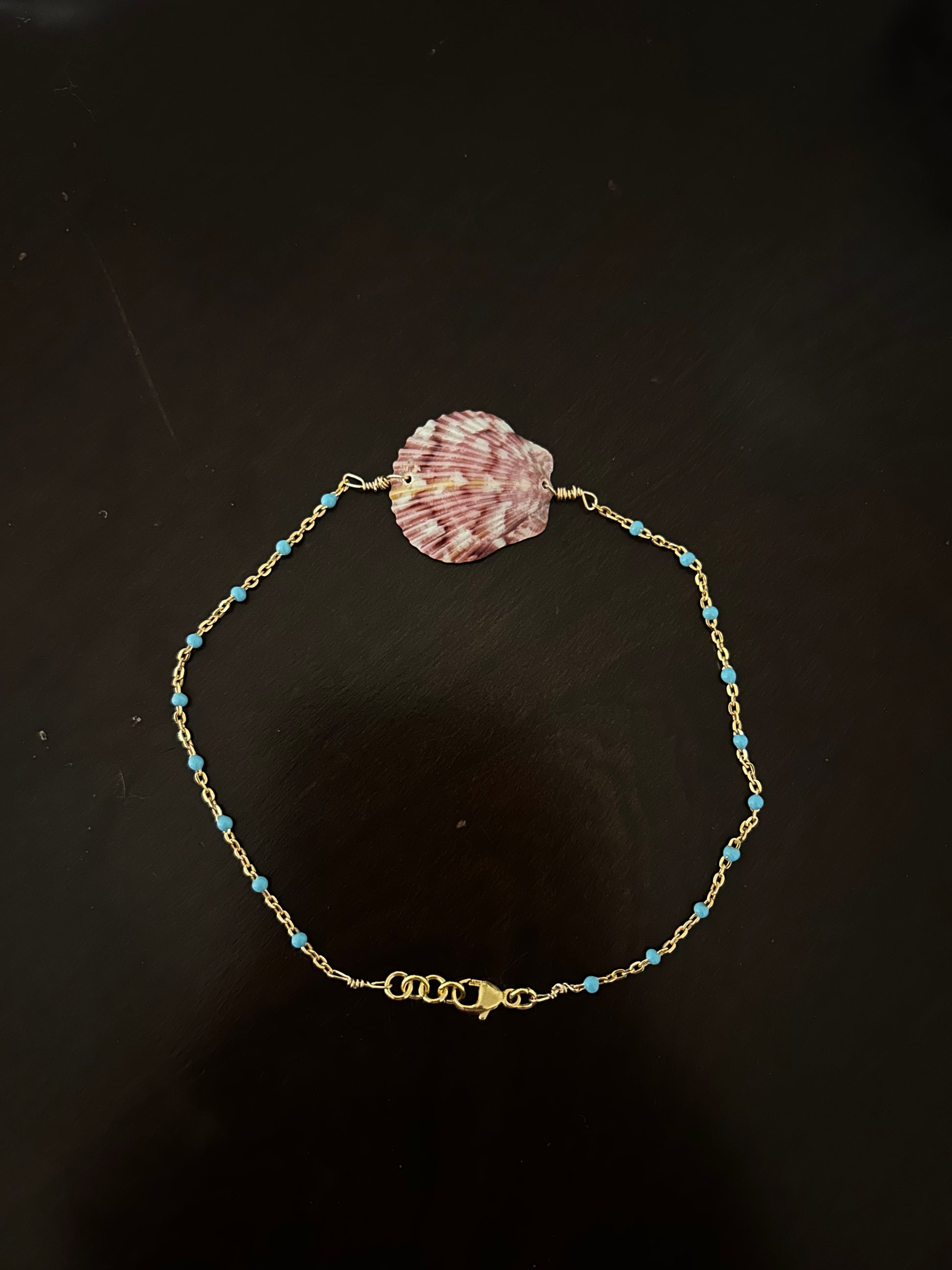 Calico Shell & Turquoise Anklet