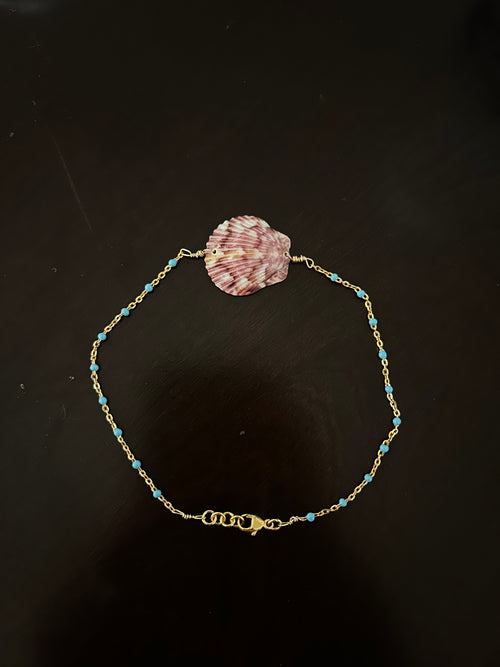 Calico Shell & Turquoise Anklet